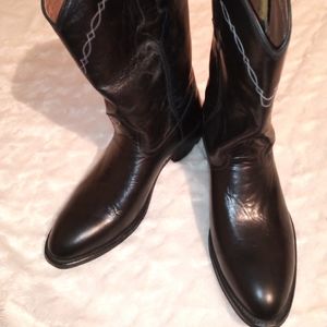 Montana black Goat Skin leather boots 9